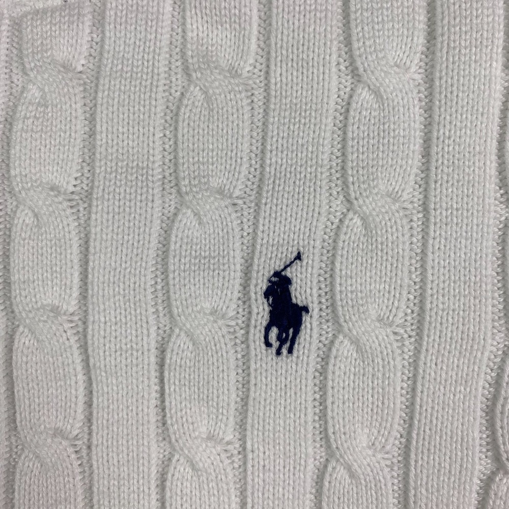 Polo Ralph Lauren Womens Cable Knit Short Sleeve Sweater White S Preppy pony - Picture 6 of 16